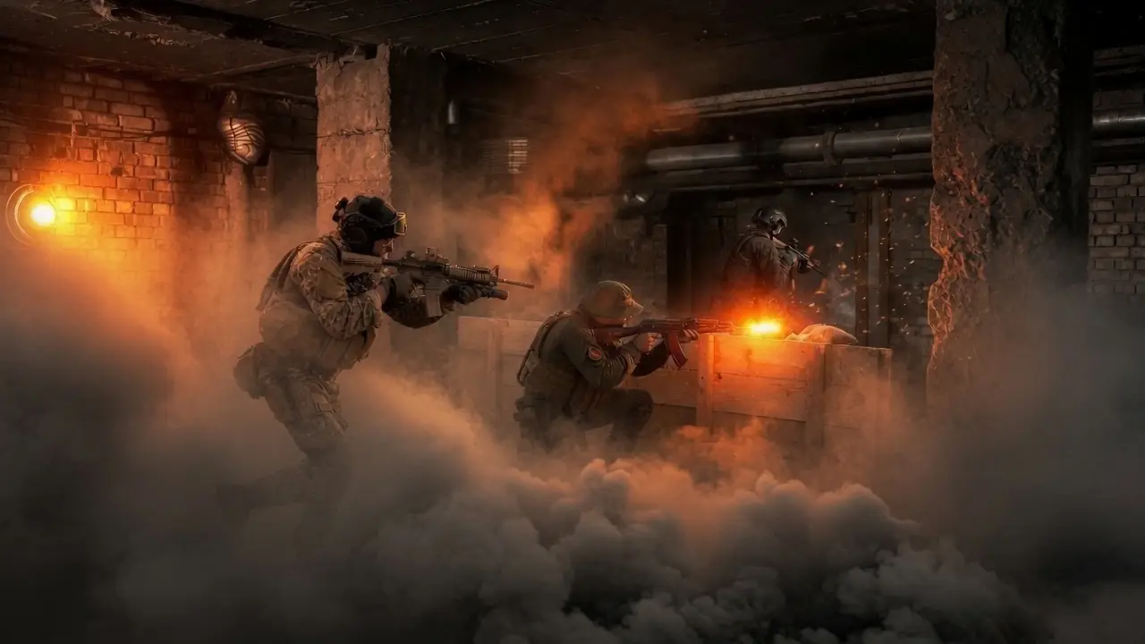 Airsoft skirmish on tactical course